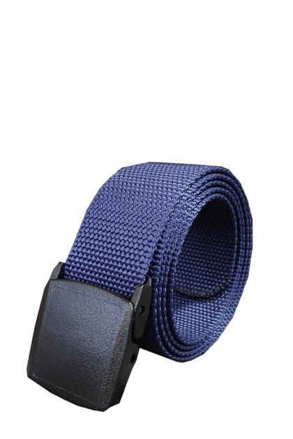 Tactical Style Navy Blue Cloth Belt with Anti Allergic Ykk Plastic Buckle