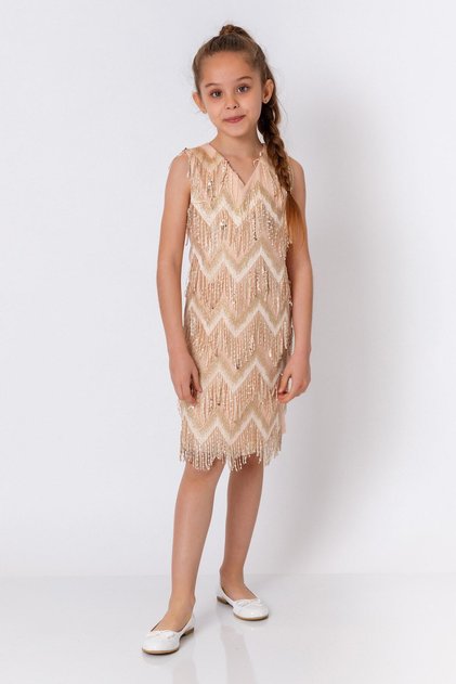 Girl's Salmon Sequined Dress