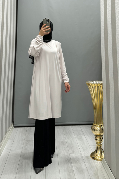 Omuz Detaylı Bambu Basic Tunik 35025
