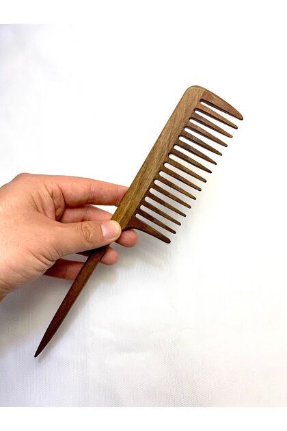 Walnut Wood Quality Wooden Comb, Model 4 (Wide Tooth with Bottles)