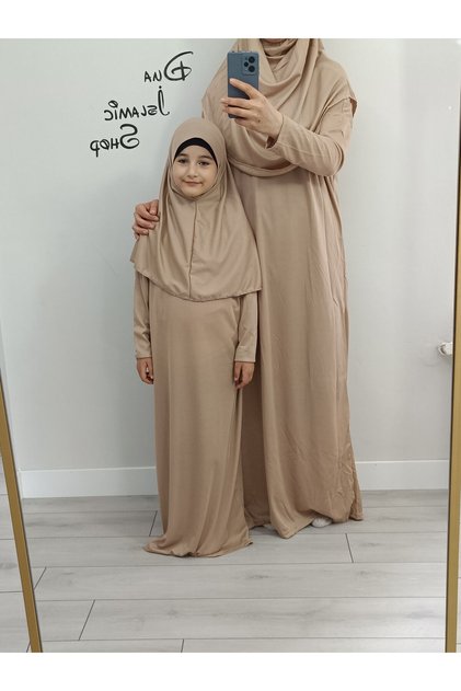 Mother Girl One-Piece Prayer Dress Combination Prayer Gown 2Pcs (Sizes in Description)