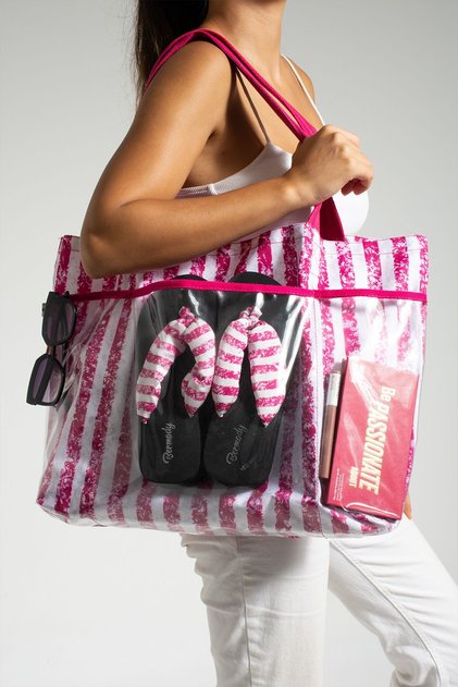 Dark Pink Multi Pocketed Soft Strappy Waterproof Beach Bag