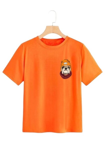 DOG PRINT KIDS T-SHIRT - CREW NECK T-SHIRT