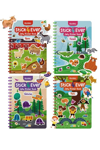 Stick4ever Tak Çıkar Jelly Sticker Kitabı Seti - Tükenmeyen Sticker (4 KİTAP)