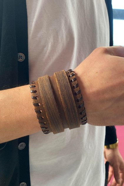 Brown Leather Men's Bracelet