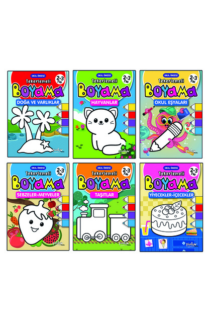 2-3 Years Rhymes Coloring Animals Vehicles School Utensils Vegetables Nature Set 6 Books with Campaigns