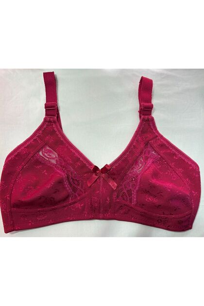 Women's Burgundy Full Lace Wire-Free Supportless Gathering Bra