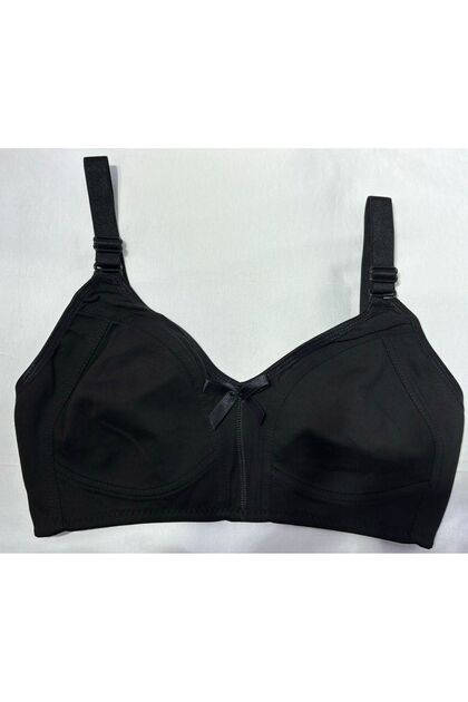 Women's Black Wire-Free Supportless Combed Cotton Gathering Bra