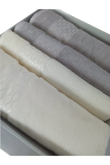 Elissa Best Bath Set - Cream Gray Towel Set