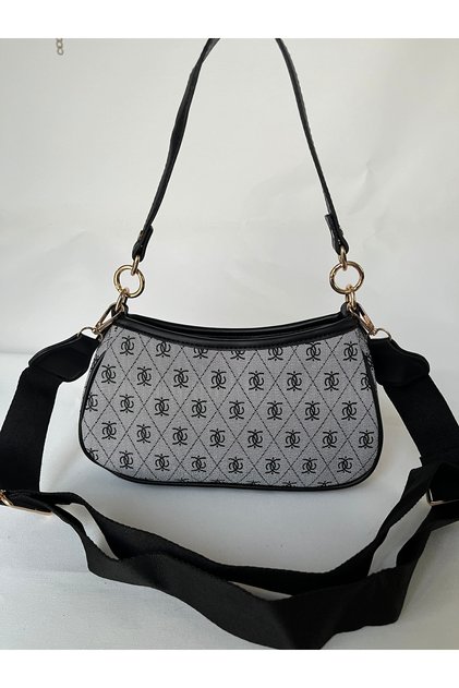 Women's Patterned Shoulder Baguette Crossbody Bag, Handbag and Shoulder Bag, Adjustable Strap , Patterned Minimalist Design