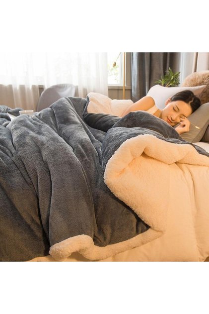 Sherpa Fleece Blanket Double Sided Single 160x220 cm