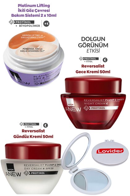 Anew Reversalist 30-40 Yaş Set; Gündüz + Gece Kremi + İkili Göz Çevresi Bakım Sistemi + Lovider Ayna