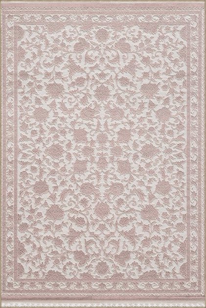 Powder Pink Themed Motif Floral Floral Patterned Vintage Decorative Carpet 4878