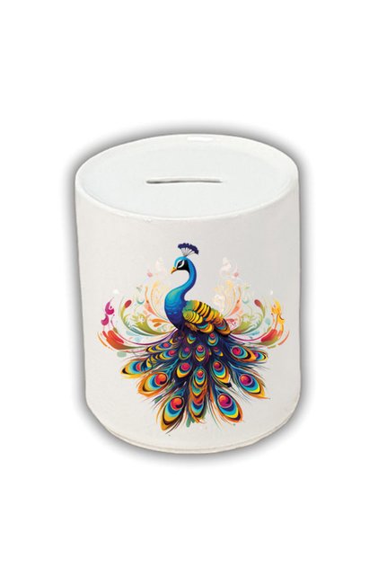 Peacock Printed Piggy Bank - Money Saving Piggy Bank
