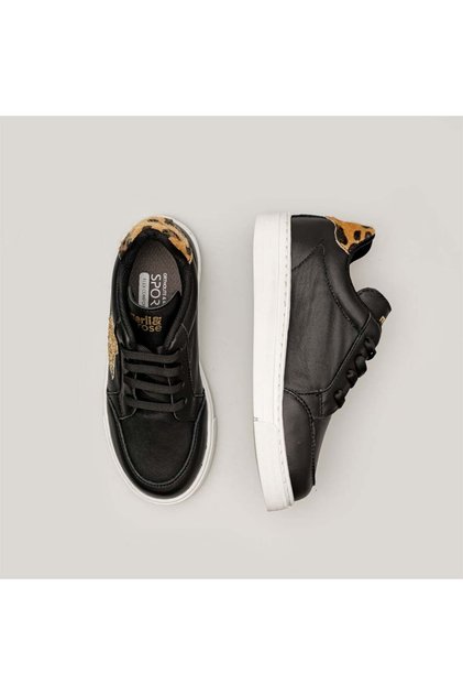 Star Big Kids Sneakers | Black-Leopard-Gold