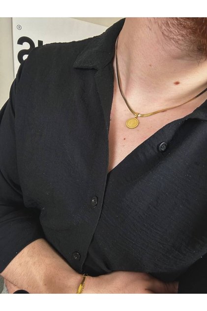 Gold Elizabeth Men's Necklace Stainless Steel Women's Tarnish-Free Unisex Colorfast
