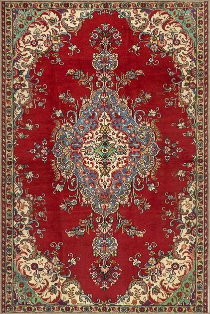 Traditional Red Geometric Patterned Decorative and Woven Base Washable Carpet Miravip8858