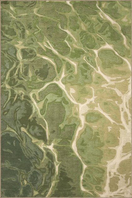 Green Themed Pastel Drawing Patterned Decorative and Woven Base Washable Carpet Miravip8892