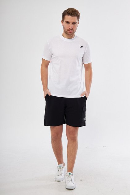 Men's Crew Neck Logo Printed Compact Combed Cotton Basic T-shirt