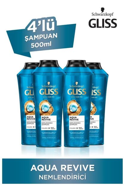 Aqua Revive Hyaluron Ve Deniz Yosunu Içeren Nemlendirici Şampuan 500 ml X 4 Adet