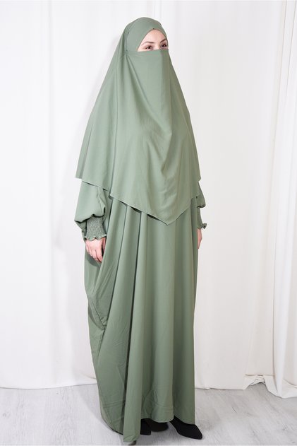 Shawl and Dress Two-Piece Set Medina Silk Fabric Soft Green