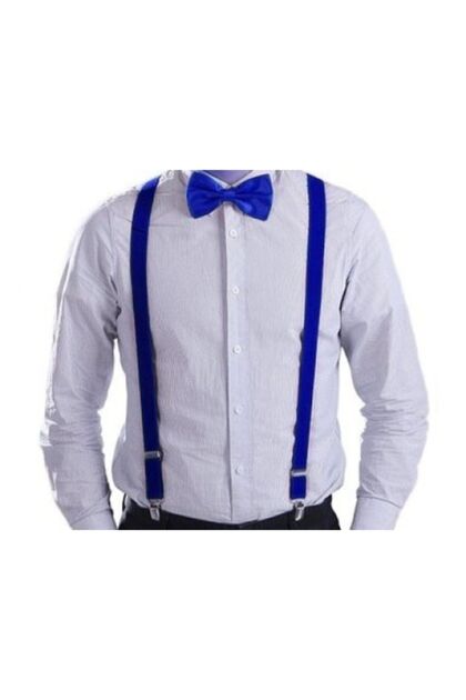 Children's Blue Suspender Bow Tie Set