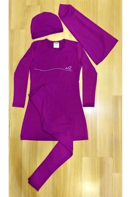 Lazella Long Sleeve Children's Hijab Swimsuit Fully Covered Purple