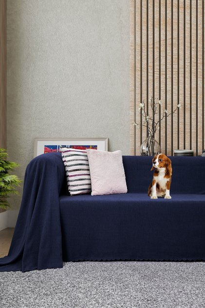 Sofa Cover | Sofa Bed Cover | Sofa Throw 175X300 Microfiber Chenille Double-Sided Non-Slip | Navy Blue