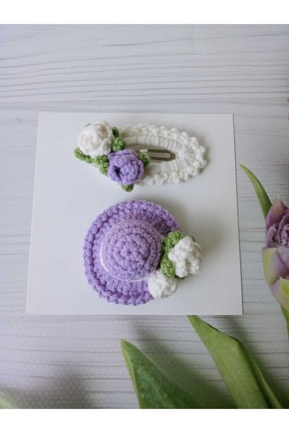 Floral Purple 2-Piece Snap Buckle with Hat