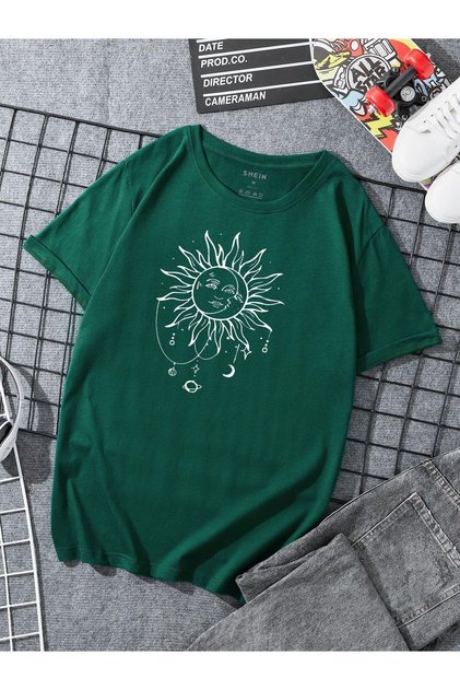 تي شيرت مطبوع عليه عبارة "Sunny Mood" للجنسين