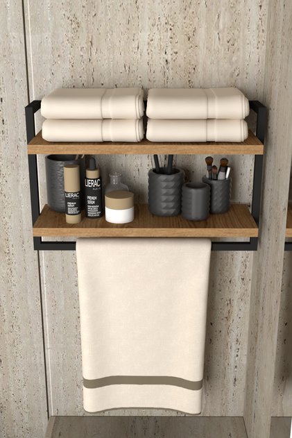 Havluluk 2Katlı Kitaplık Aksesuar Rafı Ev Banyo Mutfak Düzenleyici Duvara Kolay Monte Çok Amaçlı Raf