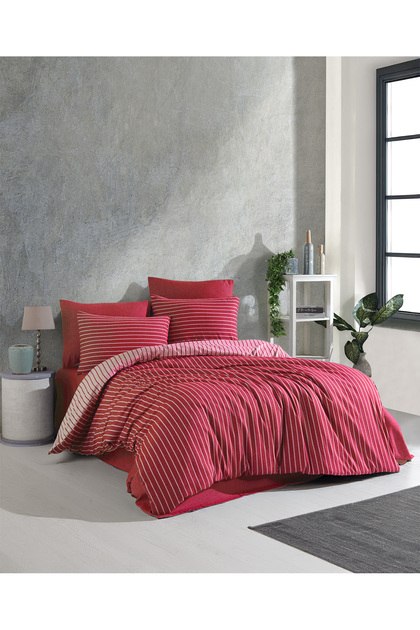 Double Striped Cotton Satin Duvet Cover Set - 200 X 220 cm (Without Sheets)