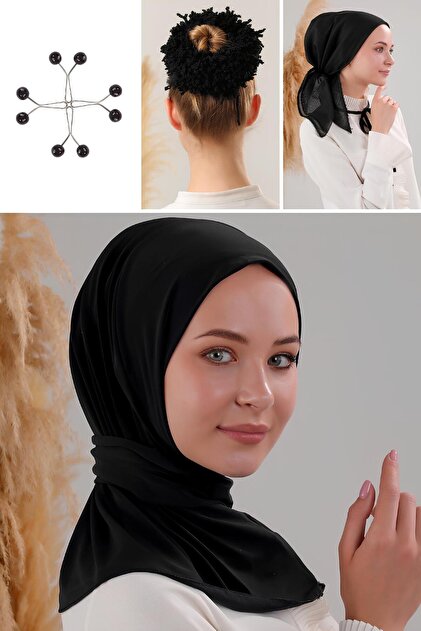 Melodi Scarf Kadın Tesettür Çıtçıtlı Şal Bone İç Başörtüsü Topuz