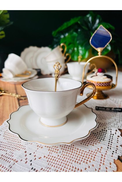 Gold Gilded 2-Person Luxury Porcelain Tea Nescafe Cup