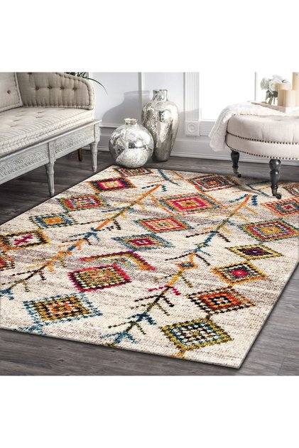56-sponge Red Special Textured Aztec Pattern Non-Slip Rug Cover