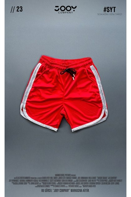 Red Basketball Training Stripe Detailed Athlete Men's Shorts