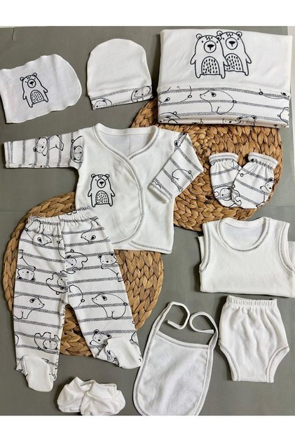Cotton 10-Pack Hospital Release Embroidered Patterned Newborn Set