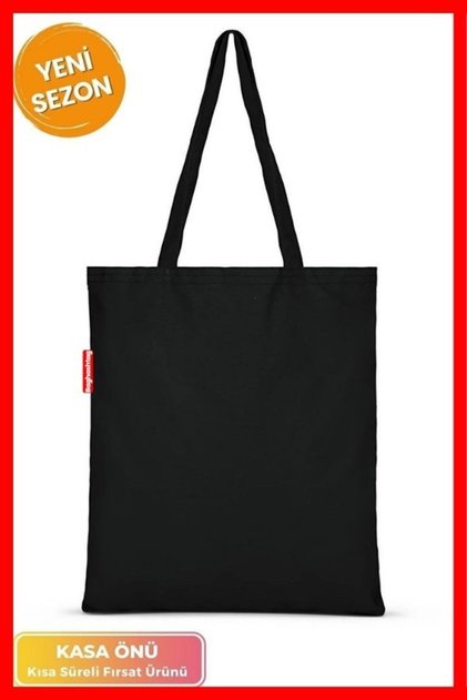Siyah Bez Çanta Baskısız 38x42 Ölçülerinde