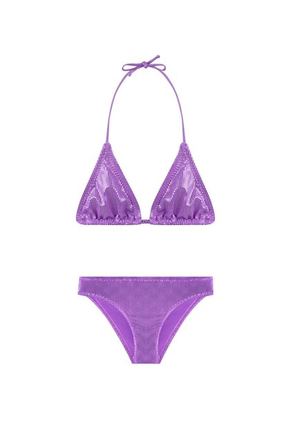 Kız Çocuk Parlak Lila Üçgen Bikini Takım