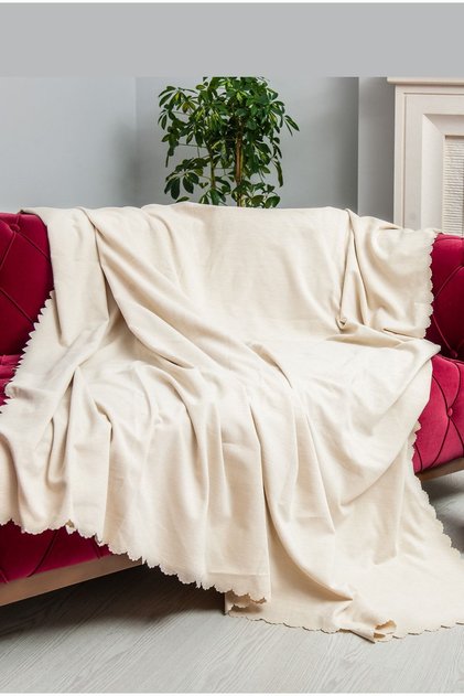 Sofa Cover | Sofa Bed Cover | Sofa Shawl 175X215 Microfiber Chenille Double-Sided Non-Slip | Ecru