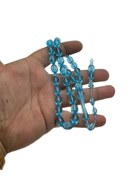 Light Blue Turquoise Powder Amber Prayer Beads