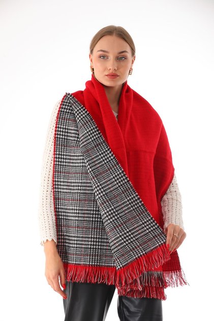Double Sided Soft Textured Red Shawl Scarf