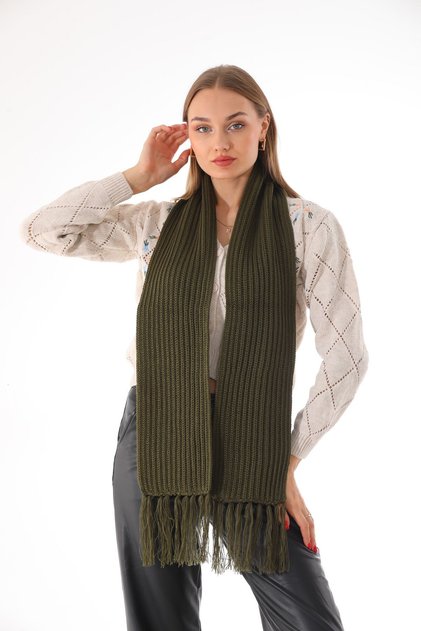 Women's Thessaloniki Knitted Khaki Scarf
