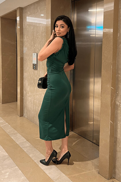 princess polly baby blue dress giyimmasalı Emerald Green Buzi Fabric Pencil Dress