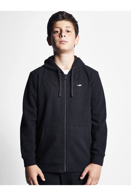 Black Kids Zippered Hooded Tracksuit Set 3233/3234