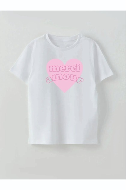 Merci̇ Amour Written Printed Girl's T-Shirt
