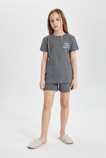 Girls' Pajama Set Printed Short Sleeve Top Shorts C1956A824Sp