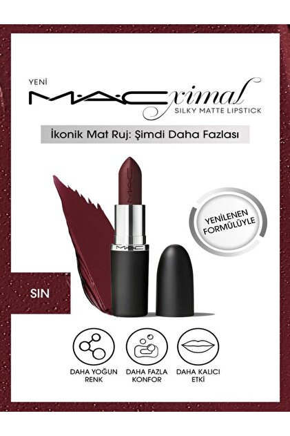 ★⭐︎★mac★⭐︎★ Mac M·A·CXIMAL Silky Matte Lipstick Nemlendirme Etkili Yoğun Renk