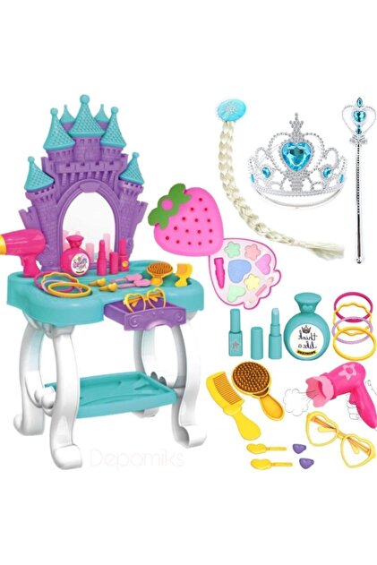 Depomiks Avm Oyuncak Şato Güzellik Masası Aynalı Aksesuarlı + Saç