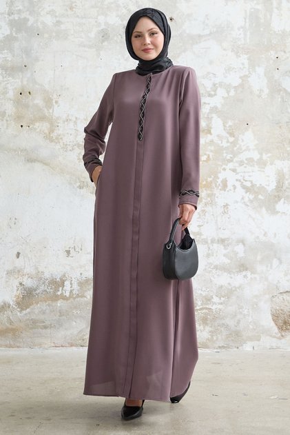 Spiral Stone Detailed Honeycomb Dried Rose Robe